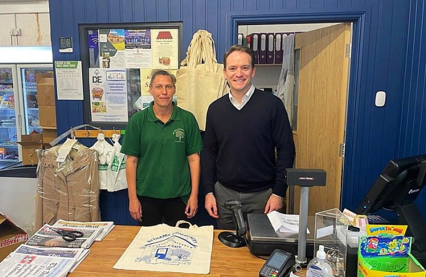 Gareth Davies MP with shop manger