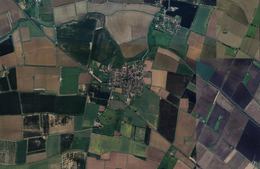 Helpringham and surrounding farmland from satellite 