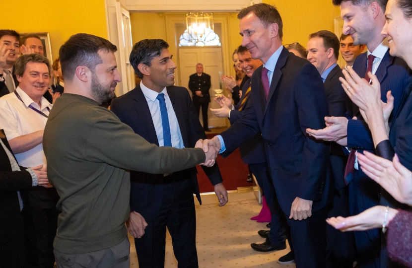 The Prime Minister, Chancellor, and Gareth Davies MP welcoming President Zelensky