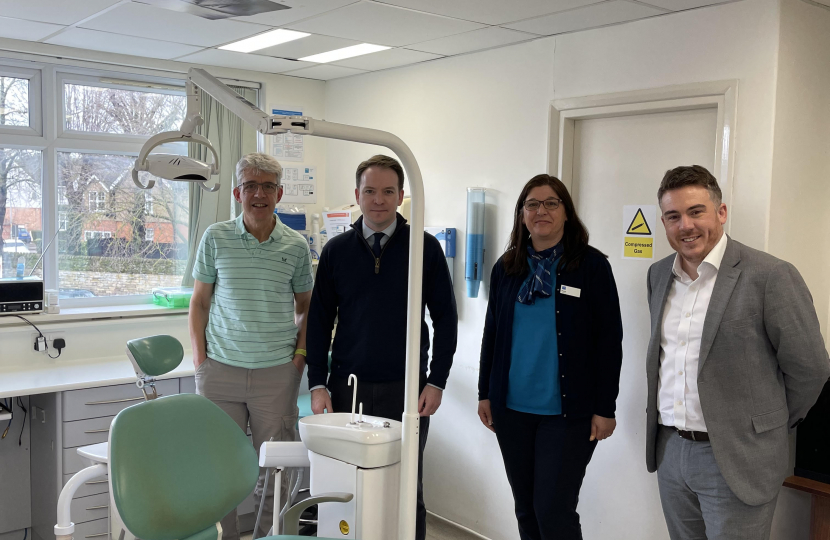 Gareth Davies MP photographed with the team at BUPA Dentist Surgery in Stamford