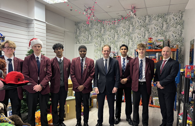 Gareth Davies MP with students at the Toy Bank