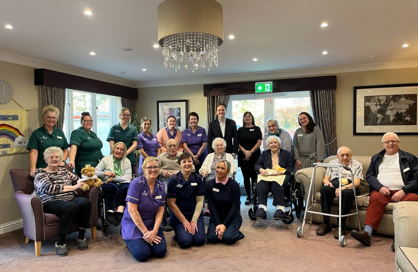 Gareth Davies MP with residents and staff