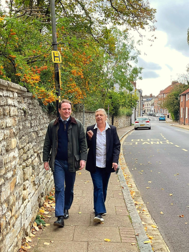 Gareth Davies MP and Mary Whittington in Grantham