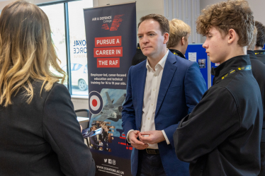 Gareth Davies MP with students at Stamford College