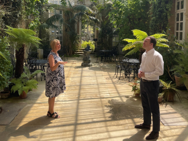 Gareth Davies MP with Dr Holly Carter - Harlaxton Manor