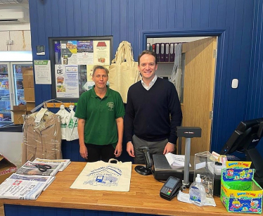 Gareth Davies MP with shop manger