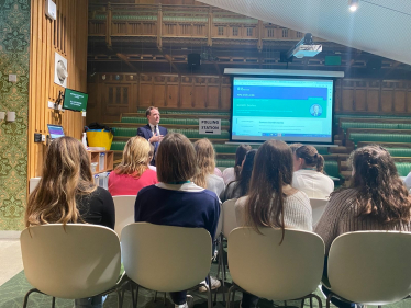 Gareth Davies MP taking questions from students