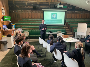 Gareth with pupils from Grantham Prep School