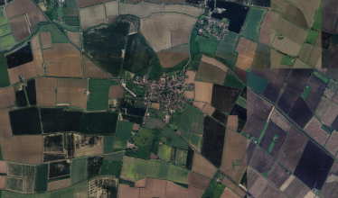 Helpringham and surrounding farmland from satellite 