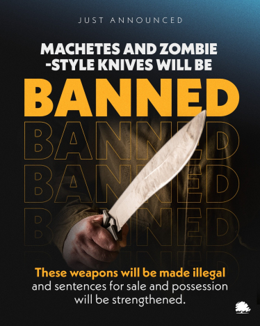 Gareth welcomes the ban on machetes and zombie-style knives