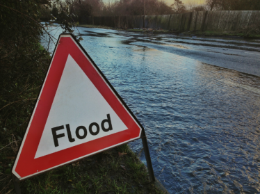 Flood warning sign