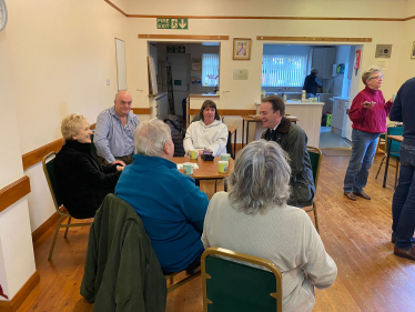 Gareth in a village hall